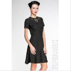 Marchesa Voyage Dot Beaded Fit & Flare Dress 10